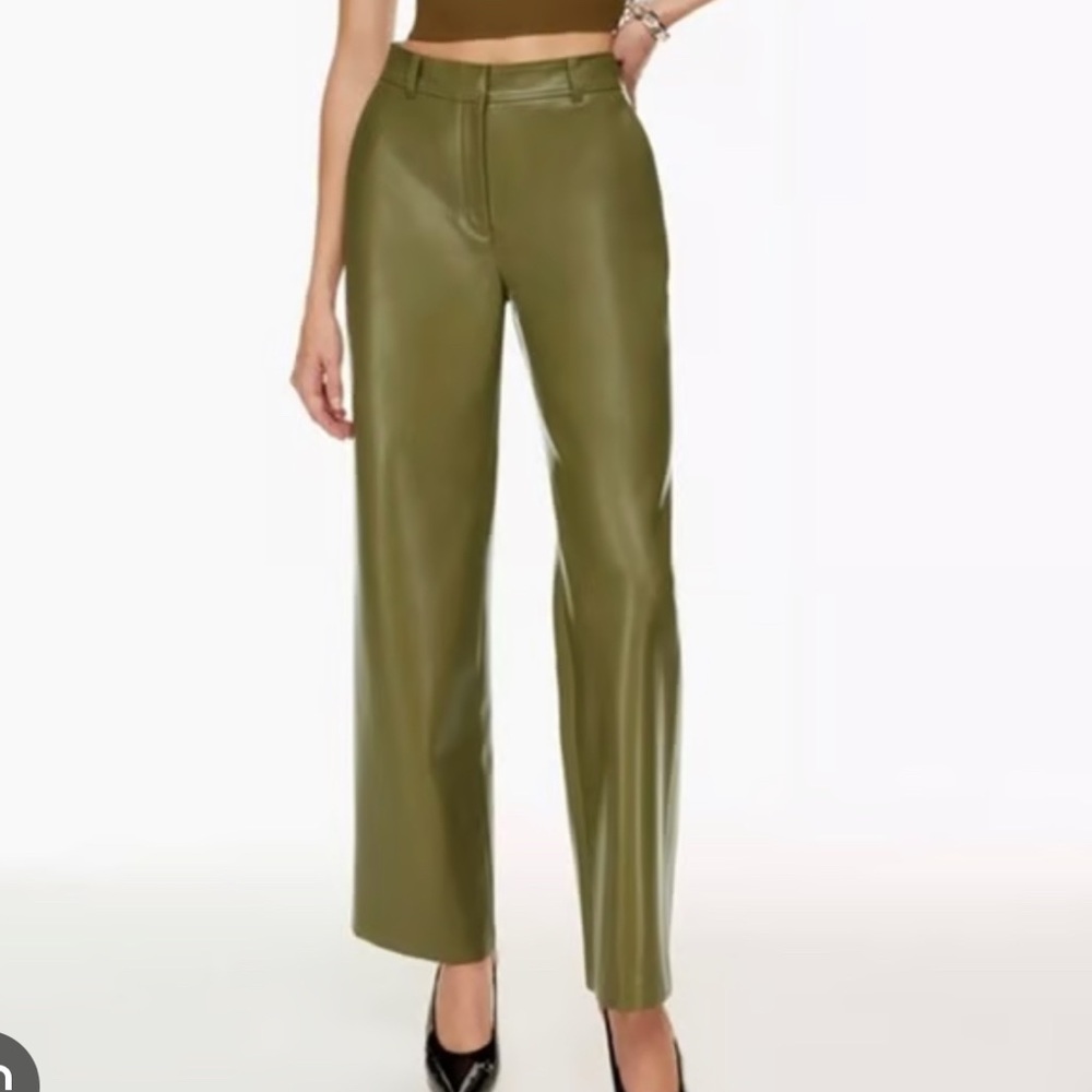 Aritzia - Babaton Olive Green Vegan Leather Pants